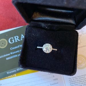 1 Carat Certified Genuine White Moissanite Halo Style ring